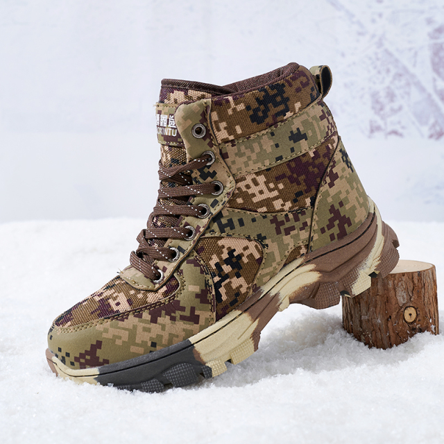 BAIRUILUN Men's Cool Camouflage Classic Winter Shoes Factory Direct Thick-soled Outdoor Warm Plush Winter Snow Boots