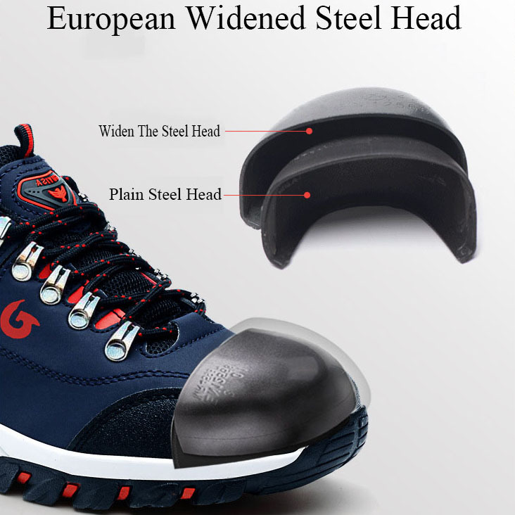Fashionable High Quality Non-slip Safety Shoes Widened Steel Head Anti-smash and Stab Men's Casual Safety Shoes