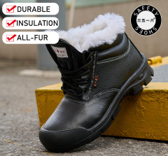 Double-face-leather Winter Thickened Warm Safety Shoes Anti-smash Anti-stab Cold Storage Thermal Working Cotton Safety Shoes