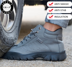 Brand Winter Men's Cowhide Anti-smash and Anti-puncture Insulation 6kv Safety Shoes Site Safety Work Shoes