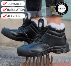 Double-face-leather Winter Thickened Warm Safety Shoes Anti-smash Anti-stab Cold Storage Thermal Working Cotton Safety Shoes
