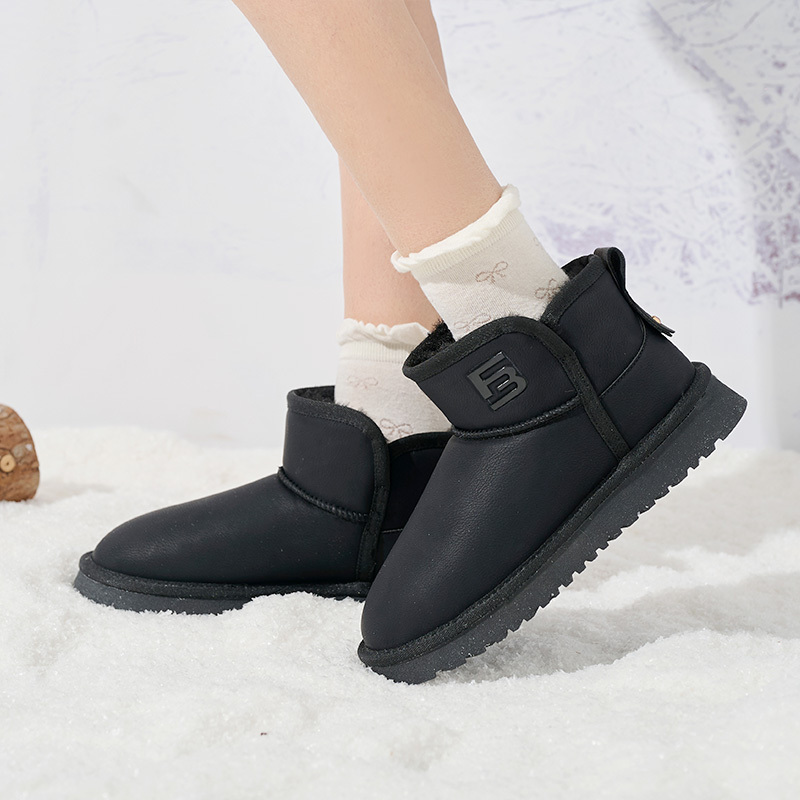 Urban Women's Winter Fashion Boots Microfiber Leather Snow Boots with Anti-Slip Warm Lift Sole Cotton Padded Winter Casual Shoes