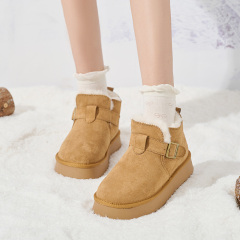 Classic Chestnut Vegan Leather Women's Snow Boots Wholesale Customizable Platform Winter Shoes for Women