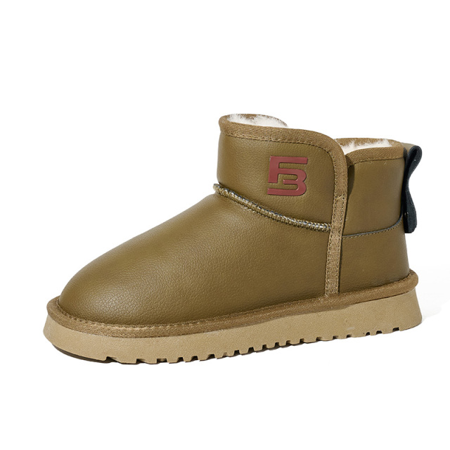 Urban Women's Winter Fashion Boots Microfiber Leather Snow Boots with Anti-Slip Warm Lift Sole Cotton Padded Winter Casual Shoes