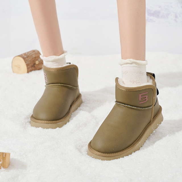 Urban Women's Winter Fashion Boots Microfiber Leather Snow Boots with Anti-Slip Warm Lift Sole Cotton Padded Winter Casual Shoes