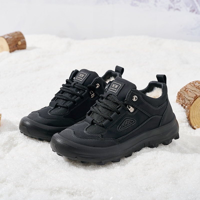 Wholesale Premium Men's Autumn/Winter Shoes Lightweight Lined Thermal High-Top Sneakers with Anti-Slip & Metal Lace Hardware