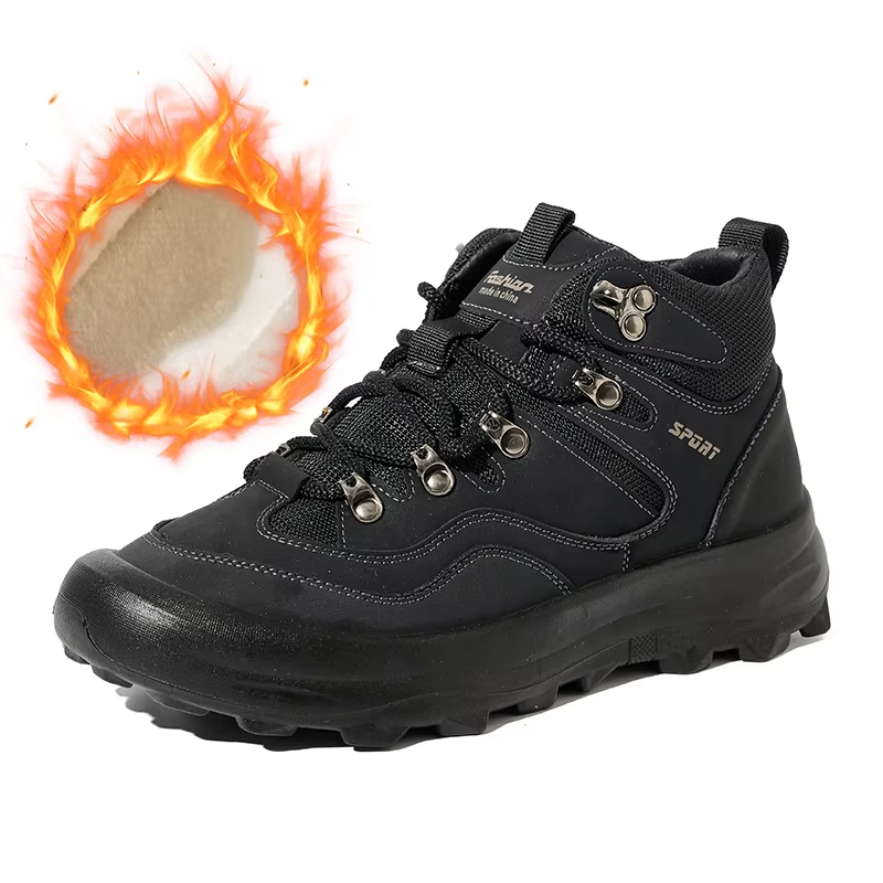 Wholesale Premium Men's Autumn/Winter Shoes Lightweight Lined Thermal High-Top Sneakers with Anti-Slip & Metal Lace Hardware