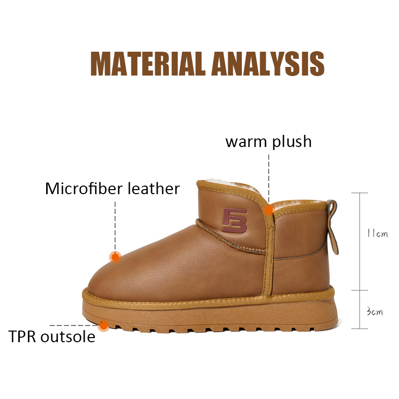 Urban Women's Winter Fashion Boots Microfiber Leather Snow Boots with Anti-Slip Warm Lift Sole Cotton Padded Winter Casual Shoes