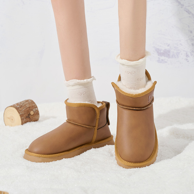 Urban Women's Winter Fashion Boots Microfiber Leather Snow Boots with Anti-Slip Warm Lift Sole Cotton Padded Winter Casual Shoes