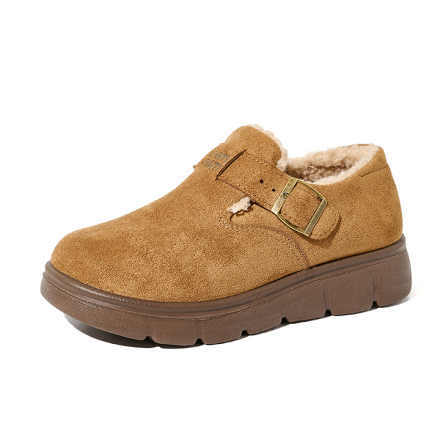 Women's Winter Fashion Faux Suede Buckle Design Snow Boots Plush Lined Platform Mules for Girls New Arrival Wholesale