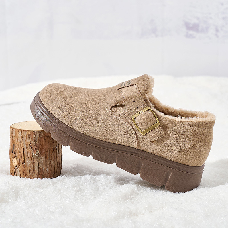 Women's Winter Fashion Faux Suede Buckle Design Snow Boots Plush Lined Platform Mules for Girls New Arrival Wholesale