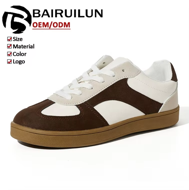 Women Classic Retro Gum Sole Fashion Sneakers Casual Tennis Skate Shoe Microfiber Leather Walking Footwear Anti Slip Trainers