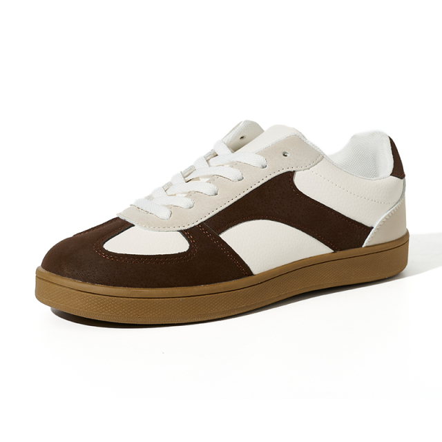 Women Classic Retro Gum Sole Fashion Sneakers Casual Tennis Skate Shoe Microfiber Leather Walking Footwear Anti Slip Trainers