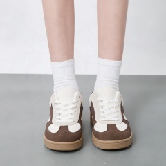Women Classic Retro Gum Sole Fashion Sneakers Casual Tennis Skate Shoe Microfiber Leather Walking Footwear Anti Slip Trainers