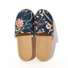 Summer Cool Moisture-Wicking Linen Blend Indoor Slippers Odor-Resistant Lightweight House Shoes for Small Batch Customization