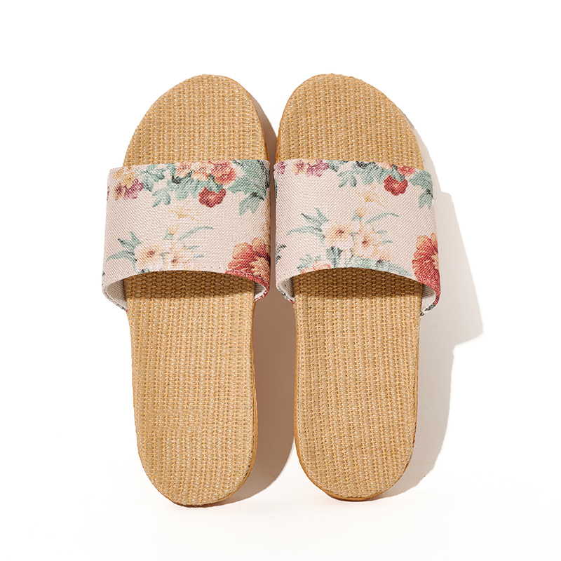 Summer Cool Moisture-Wicking Linen Blend Indoor Slippers Odor-Resistant Lightweight House Shoes for Small Batch Customization
