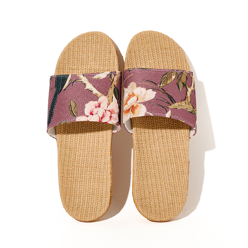 Summer Cool Moisture-Wicking Linen Blend Indoor Slippers Odor-Resistant Lightweight House Shoes for Small Batch Customization