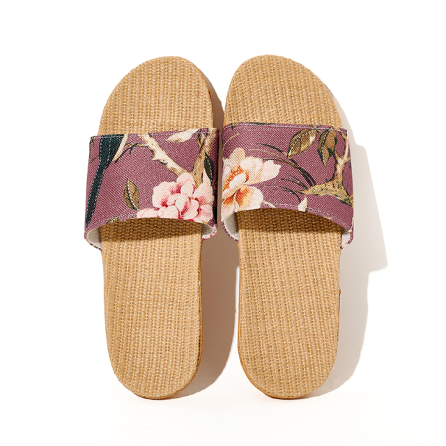 Summer Cool Moisture-Wicking Linen Blend Indoor Slippers Odor-Resistant Lightweight House Shoes for Small Batch Customization
