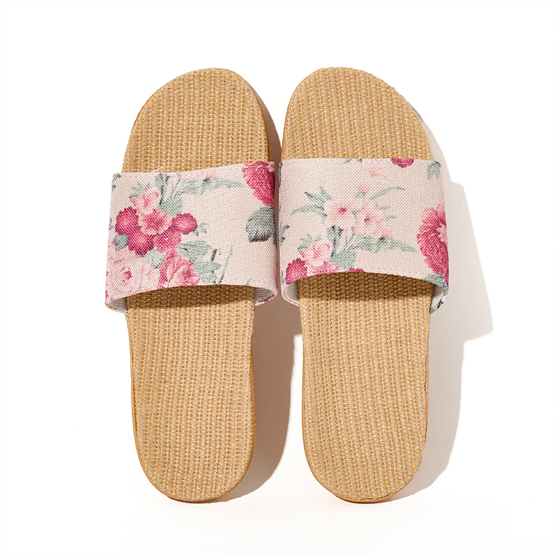 Summer Cool Moisture-Wicking Linen Blend Indoor Slippers Odor-Resistant Lightweight House Shoes for Small Batch Customization