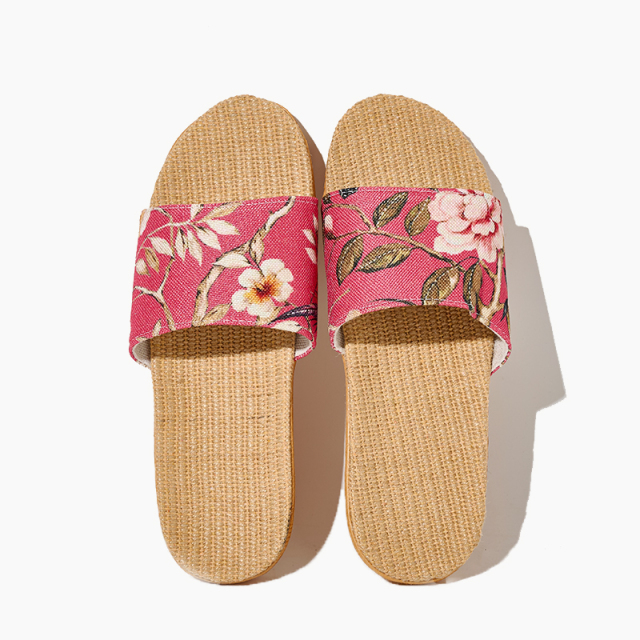 Summer Cool Moisture-Wicking Linen Blend Indoor Slippers Odor-Resistant Lightweight House Shoes for Small Batch Customization