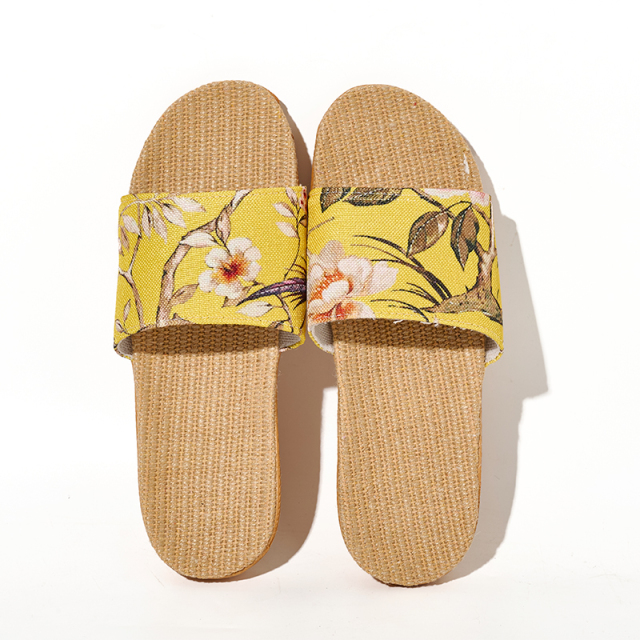 Summer Cool Moisture-Wicking Linen Blend Indoor Slippers Odor-Resistant Lightweight House Shoes for Small Batch Customization