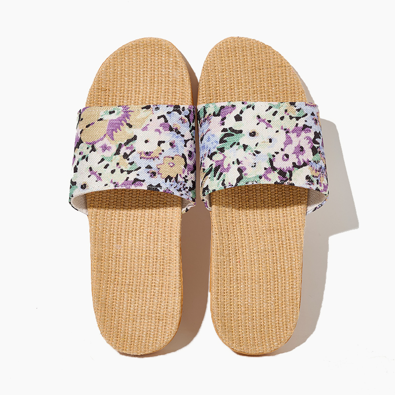 Summer Cool Moisture-Wicking Linen Blend Indoor Slippers Odor-Resistant Lightweight House Shoes for Small Batch Customization