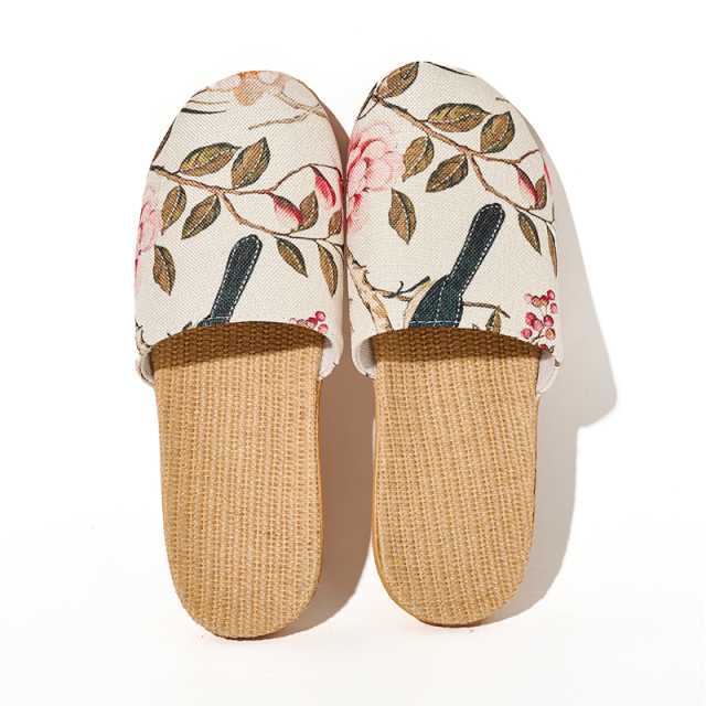 Summer Cool Moisture-Wicking Linen Blend Indoor Slippers Odor-Resistant Lightweight House Shoes for Small Batch Customization