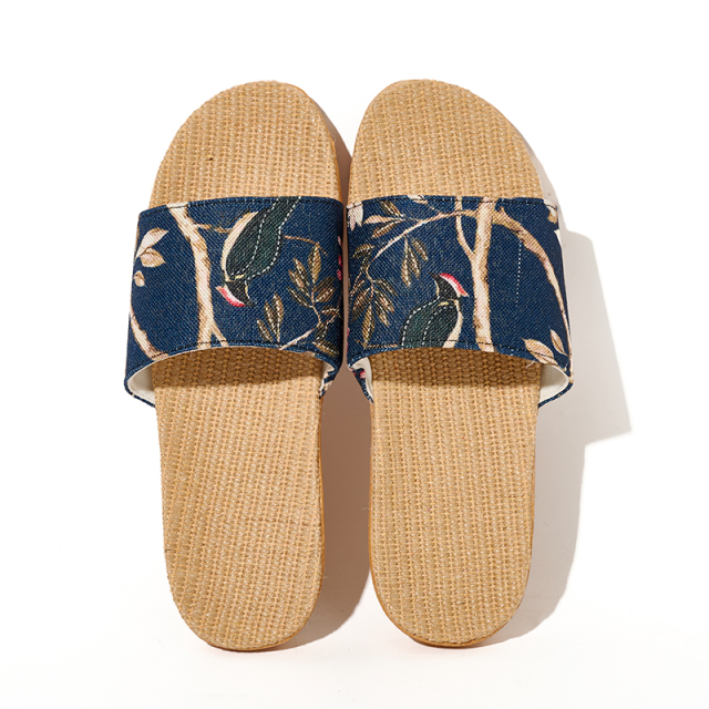 Summer Cool Moisture-Wicking Linen Blend Indoor Slippers Odor-Resistant Lightweight House Shoes for Small Batch Customization