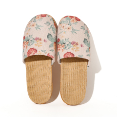 Summer Cool Moisture-Wicking Linen Blend Indoor Slippers Odor-Resistant Lightweight House Shoes for Small Batch Customization