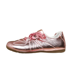 Bairuilun Women's Luxury Outdoor Golden Flat Ribbons Sneakers Fashion Women Pink Satin Casual Walking Shoes