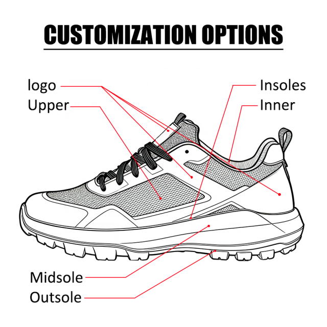 Factory Direct Wholesale Men's Breathable Mesh Sneaker Shoes Anti-Slip Outdoor Walking Trail Shoes for Travel and Hiking