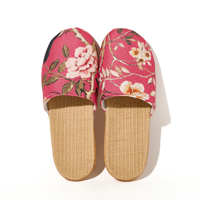 Summer Cool Moisture-Wicking Linen Blend Indoor Slippers Odor-Resistant Lightweight House Shoes for Small Batch Customization