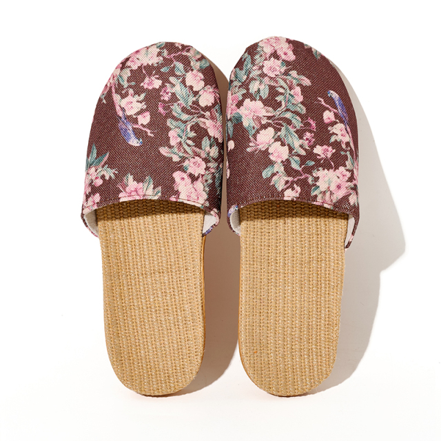Summer Cool Moisture-Wicking Linen Blend Indoor Slippers Odor-Resistant Lightweight House Shoes for Small Batch Customization