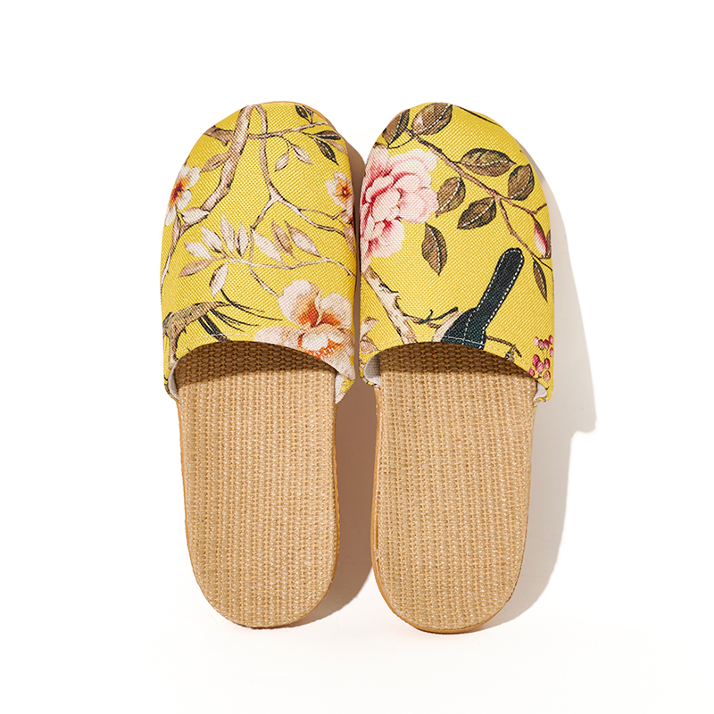 Summer Cool Moisture-Wicking Linen Blend Indoor Slippers Odor-Resistant Lightweight House Shoes for Small Batch Customization