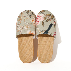 Summer Cool Moisture-Wicking Linen Blend Indoor Slippers Odor-Resistant Lightweight House Shoes for Small Batch Customization