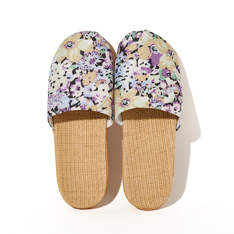 Summer Cool Moisture-Wicking Linen Blend Indoor Slippers Odor-Resistant Lightweight House Shoes for Small Batch Customization