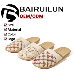 Custom Breathable Upper Indoor Healthy Linen Slippers Wholesale Casual Couples Light Home Linen Slippers