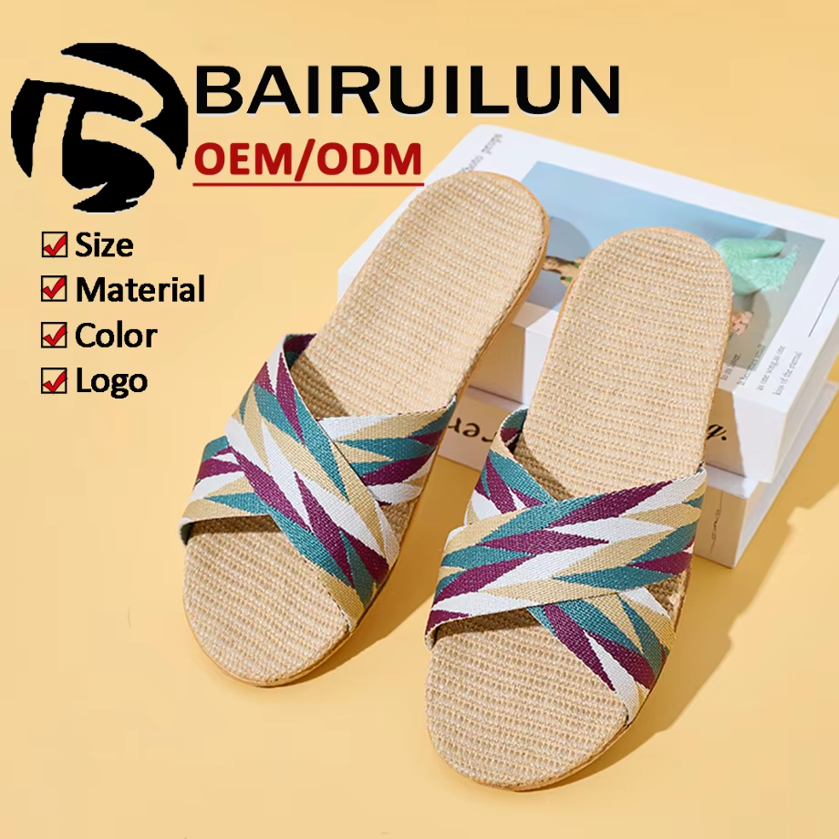 New Arrival Lightweight Cross-Belt Home Linen Slippers Open Toe Style Anti-Slip and Cushioning Features Slippers for Couples