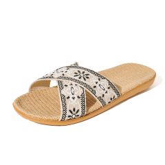 Factory Directly Sale Women's Summer Bohemian Style Line Slippers Custom Sweat Absorbing Fashion Home Linen Slippers