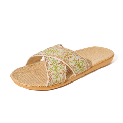 Factory Directly Sale Women's Summer Bohemian Style Line Slippers Custom Sweat Absorbing Fashion Home Linen Slippers