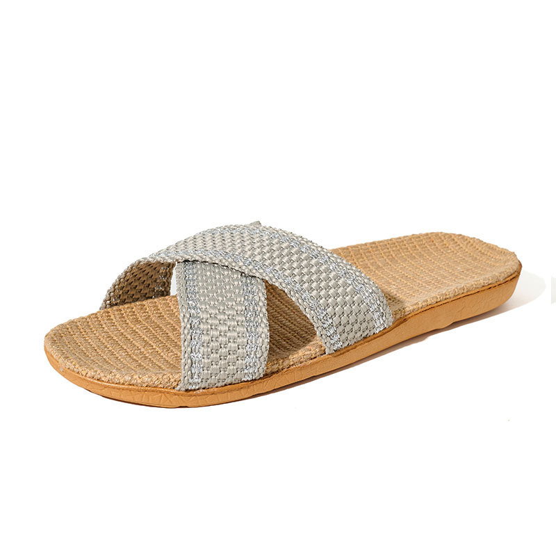 BAIRUILUN Manufacturer Supplies Summer Silent Indoor Linen Slippers for EVA Outsole Breathable Sweat-Absorbent Home Use Slippers