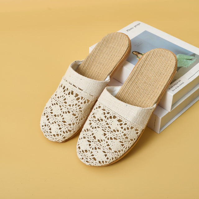 Custom Breathable Upper Indoor Healthy Linen Slippers Wholesale Casual Couples Light Home Linen Slippers