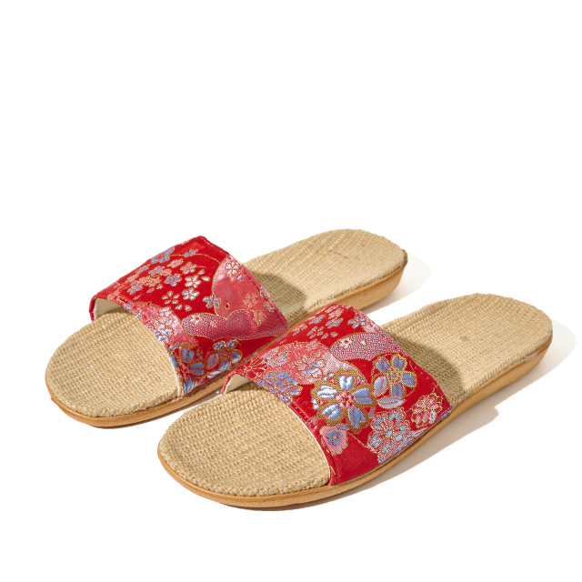 Custom Summer Ethnic Style Flowers Pattern Linen Slippers Wholesale Comfortable Minimalist Design Silent Slippers