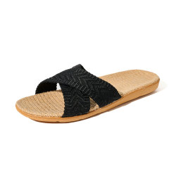 BAIRUILUN Manufacturer Supplies Summer Silent Indoor Linen Slippers for EVA Outsole Breathable Sweat-Absorbent Home Use Slippers