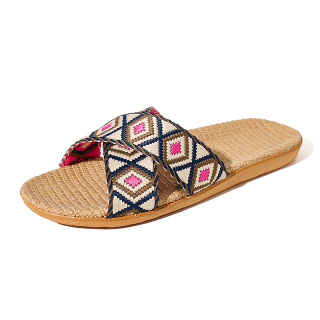 New Arrival Linen Slippers Female Spring Autumn Slippers Indoor Hotel Sandals Custom Cool Breathable Linen Slippers