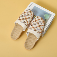 Custom Breathable Upper Indoor Healthy Linen Slippers Wholesale Casual Couples Light Home Linen Slippers