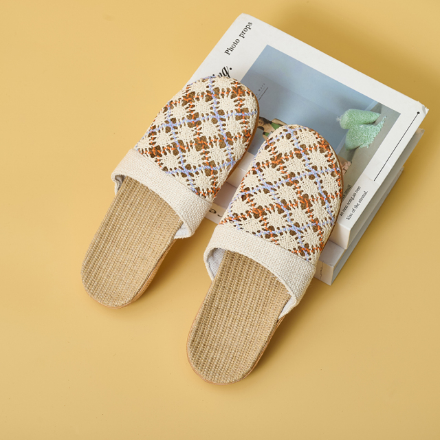 Custom Breathable Upper Indoor Healthy Linen Slippers Wholesale Casual Couples Light Home Linen Slippers
