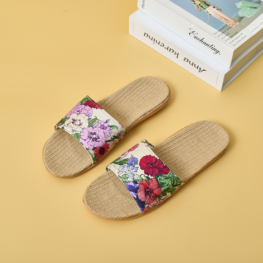 Custom Summer Lightweight Indoor Healthy Linen Slippers Wholesale Lightweight Floor Cheap Bedroom Slippers
