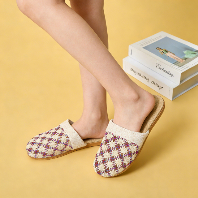 Custom Breathable Upper Indoor Healthy Linen Slippers Wholesale Casual Couples Light Home Linen Slippers