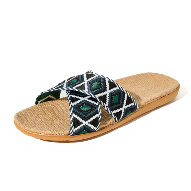 New Arrival Linen Slippers Female Spring Autumn Slippers Indoor Hotel Sandals Custom Cool Breathable Linen Slippers
